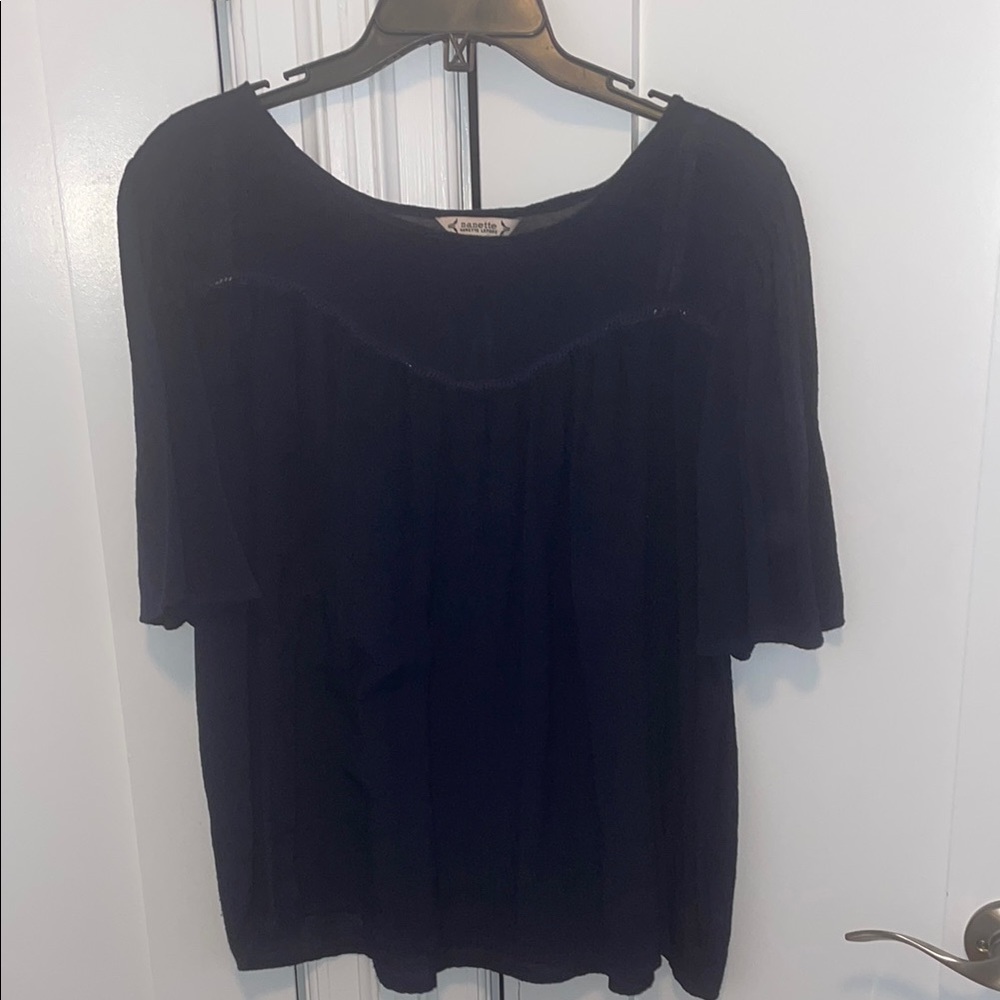 Nanette Lepore Black Short Sleeve Relaxed Blouse